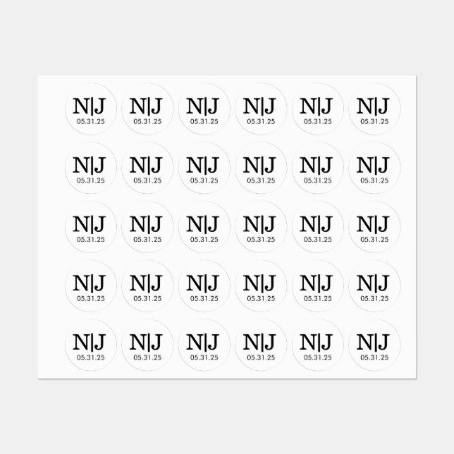 Wedding Monogram Envelope Stickers (Sheet)