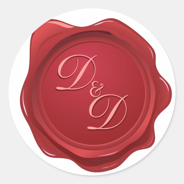 Wedding Monogram Faux Wax Seal Sticker (Front)
