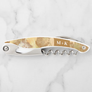 Wedding Monogram Gold Foil Paint Texture Corkscrew