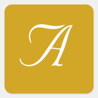Wedding Monogram Gold White Square Stickers