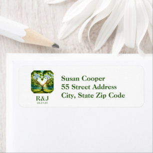 Wedding Monogram Green Return Address Label