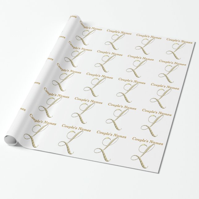 Wedding Monogram L Gift Wrapping paper (Unrolled)