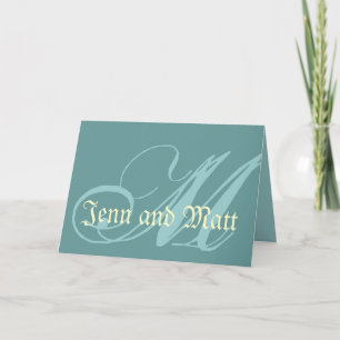 Wedding Monogram M Robin Egg Blue & Cream Card