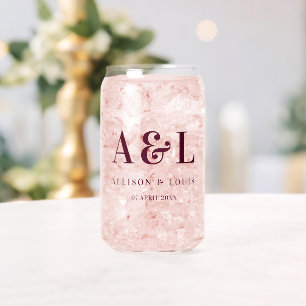 Wedding Monogram Minimalist Burgundy Can Glass
