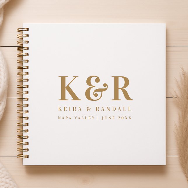 Wedding Monogram Minimalist Simple Gold and White Notebook (Creator Uploaded)