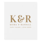 Wedding Monogram Minimalist Simple Gold and White