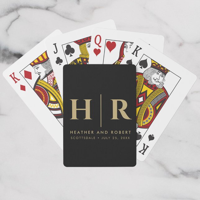 Wedding Monogram Modern Custom Bride and Groom Playing Cards (Creator Uploaded)