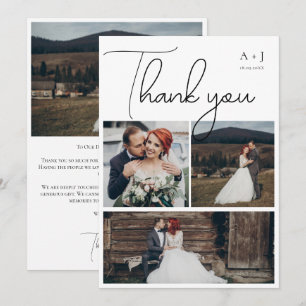 Wedding Monogram Photo Booth Collage Thank You Card