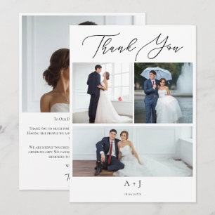 Wedding Monogram Photo Grid Collage Thank You Card