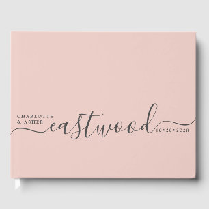Wedding Monogram Pink Wedding Guest Book