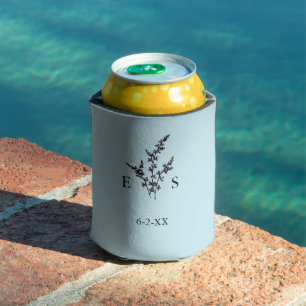 Wedding Monogram Plant Date Can Cooler