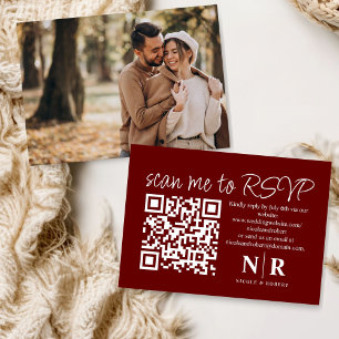 Wedding Monogram QR Code RSVP With Photo Elegant Enclosure Card
