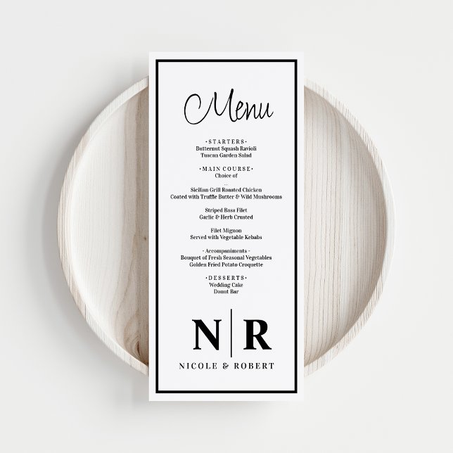 Wedding Monogram Reception Or Engagement Dinner Menu (Creator Uploaded)