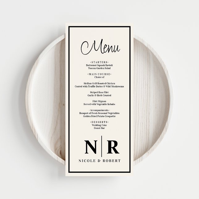 Wedding Monogram Reception Or Engagement Dinner Menu (Creator Uploaded)