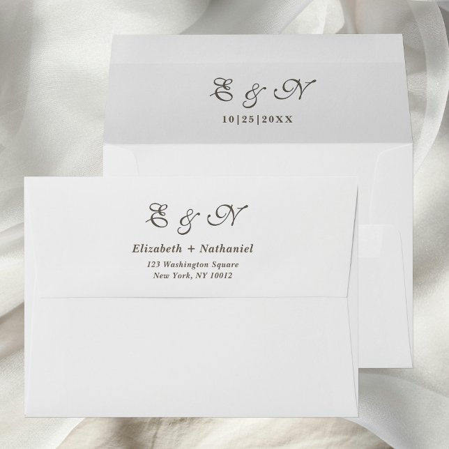 Wedding Monogram Script Timeless Return Address Envelope (Creator Uploaded)