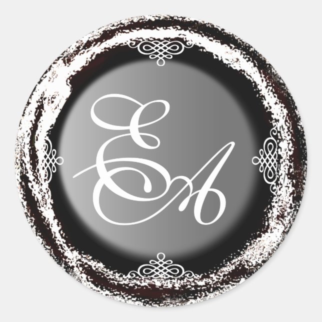 Wedding Monogram Silver Sticker Foil (Front)