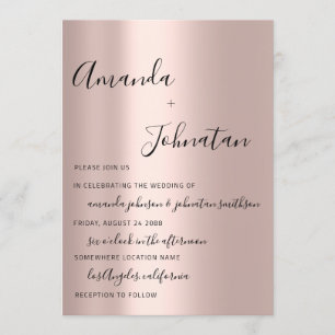 Wedding Monogram Simply Rose Gold Invitation