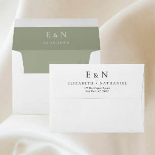 Wedding Monogram Timeless Green Return Address Envelope