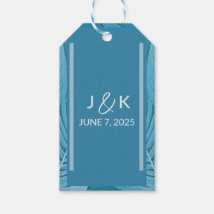 Wedding Monogram Tropical Teal Gift Tags