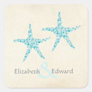 Wedding Monogram Turquoise Aqua Starfish Sticker