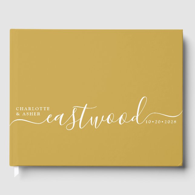 Wedding Monogram Wedding Mustard Guest Book (Front)