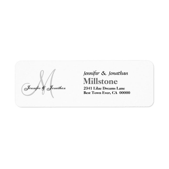 Wedding Monogram Wedding Thank You Address Label (Front)