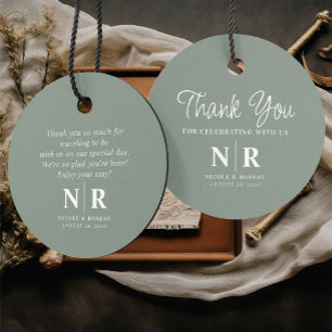 Wedding Monogram Welcome Gift Bag Or Basket Favour Tags