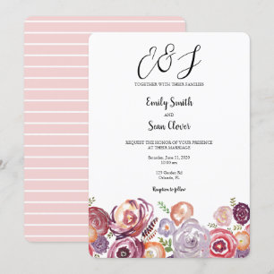 Wedding Monogram Wildflower Garden Invitation
