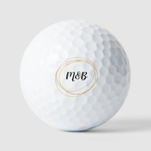 Wedding Monogram with black and gold theme Golf Balls