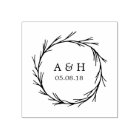 Wedding Monogram Wreath Rubber Stamp