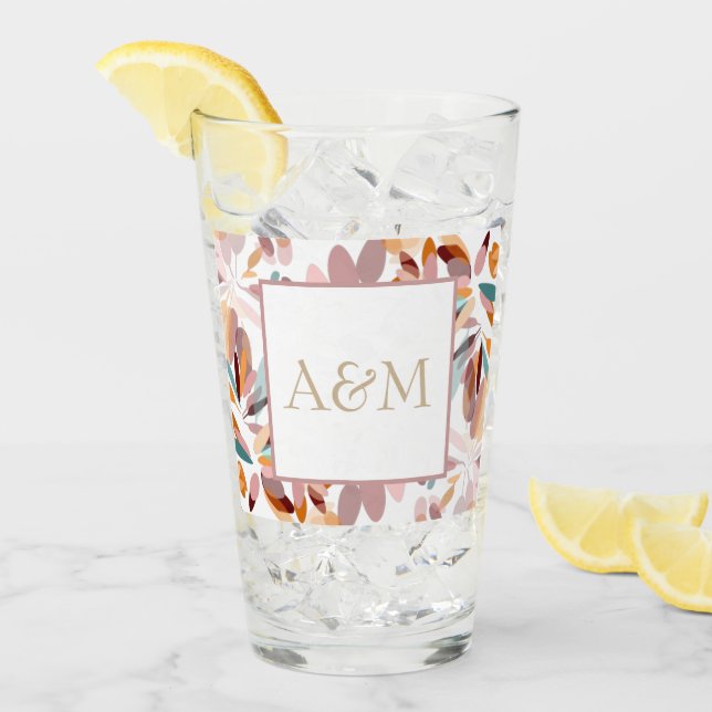 Wedding/Monogrammed Spring Style Modern Floral Glass (Front Ice)