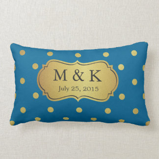 Wedding Monogrammed - Stylish Gold Polka Dots Lumbar Cushion
