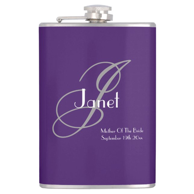 Wedding Mother Of The Bride Gift Chic Personalised Hip Flask (Front)