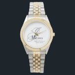 Wedding Mother Of The Groom Gift Monogram Chic  Watch<br><div class="desc">Bridal Party Gifts Wedding Mother Of The Groom Gift Monogram And Personalised Simple Elegant Chic Watch(. Click personalise this template to customise it with your monogram initial, the name and the wedding date quickly and easily. Wedding Mother Of The Groom Gift Monogram Chic Watch, is part of the Parent Gifts...</div>
