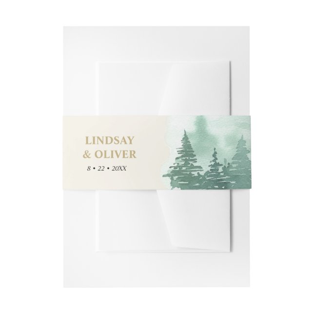 Wedding Mountains Enclosure Card Invitation Belly Band (Front Example)