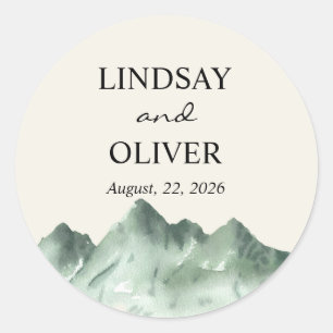 Wedding Mountains   Rustic Favour Classic Round Sticker