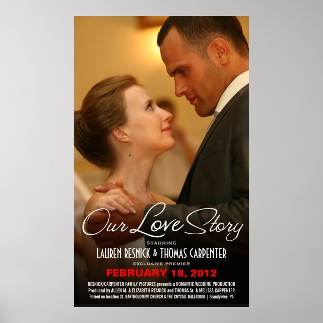 Wedding Movie Poster - Engagment Photo Template (Front)