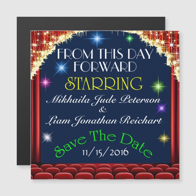 Wedding Movie Theatre Save the Date Magnet (Front/Back)