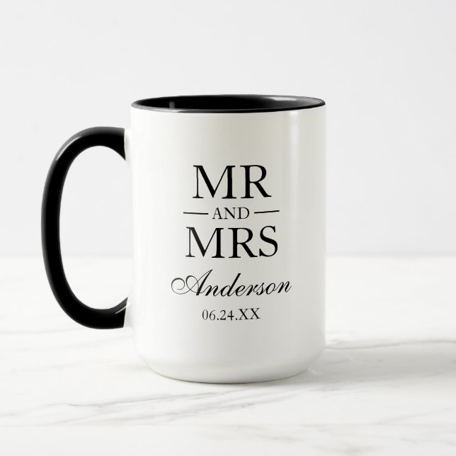 Wedding Mr. and Mrs. Large Mug BW (Left)