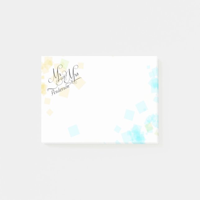 WEDDING -Mr and Mrs | Pastel Beach Colours Confett Post-it Notes (Front)