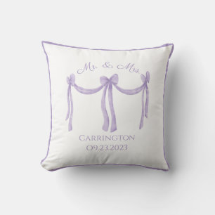 Wedding Mr. & Mrs. Keepsake Name Purple Elegant Cushion