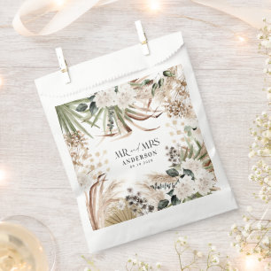 Wedding Mr Mrs pampas eucalyptus modern boho party Favour Bags