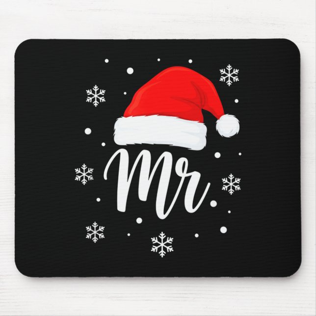Wedding Mr. Santa Hat, Mr. Christmas Snowflakes Fo Mouse Pad (Front)