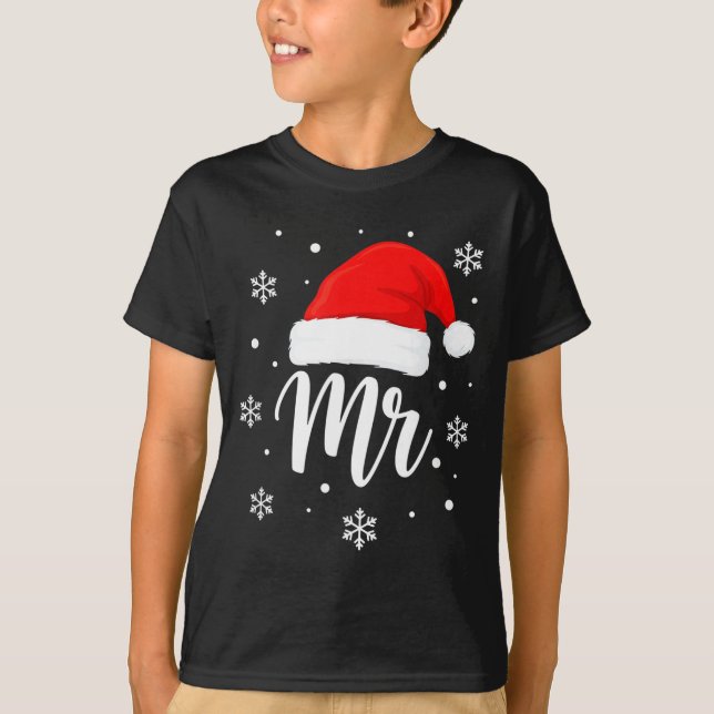 Wedding Mr. Santa Hat, Mr. Christmas Snowflakes Fo T-Shirt (Front)