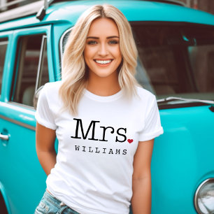Wedding Mrs Monogram Last Name Heart T-Shirt