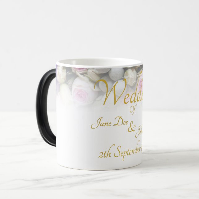 Wedding Mug - Bride with colourful wedding bouquet (Front Left)