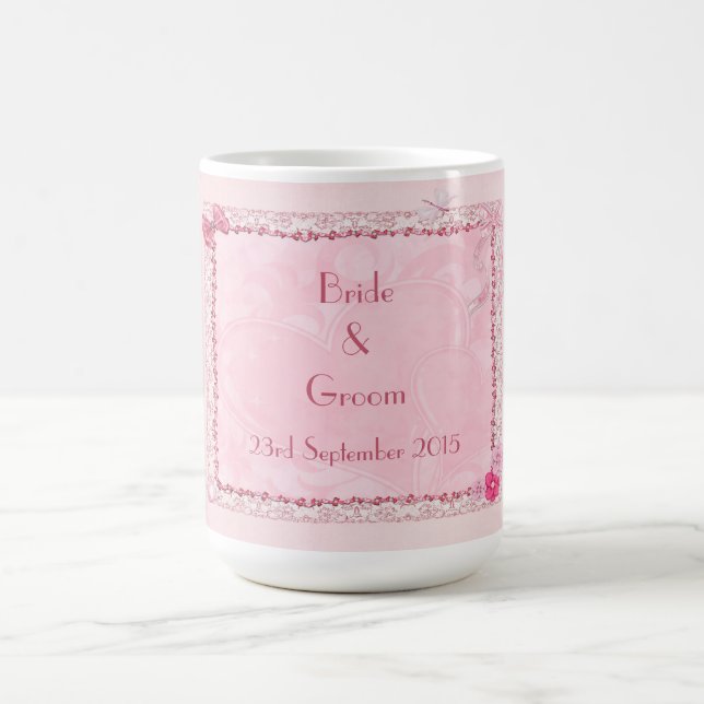 Wedding mug with hearts and butterflies (Center)