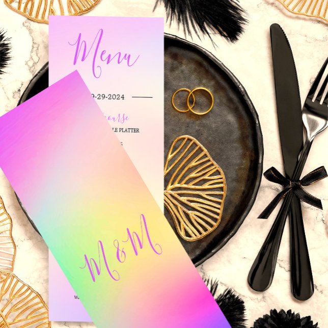 Wedding Multi Colour Tie Dye Modern Monogram Menu (Creator Uploaded)