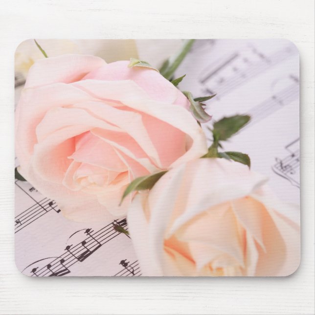 Wedding Music Light Pink Roses Mousepad (Front)