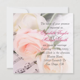 Wedding Music Light Pink Roses Wedding Invite